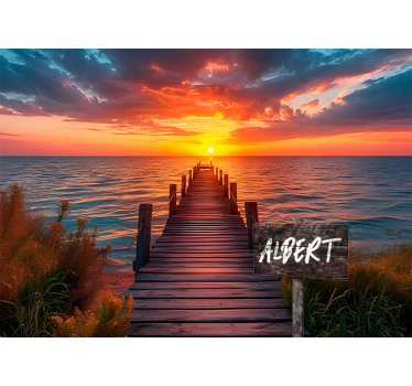 Tapisserie murale ado avec nom chemin coucher de soleil - TenStickers
