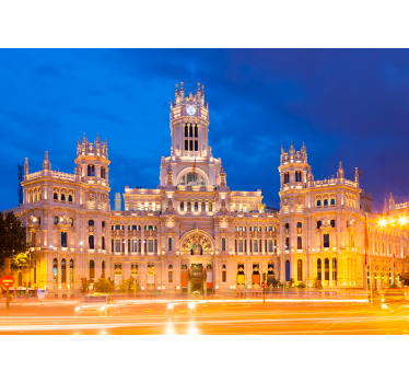 Tapisserie madrid paysage urbain illuminé - TenStickers