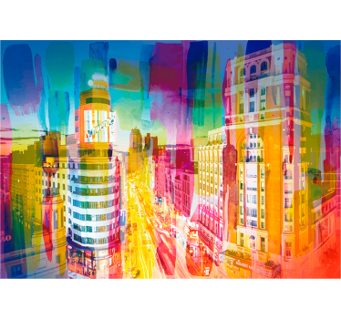 Tapisserie madrid paysage urbain chromatique - TenStickers