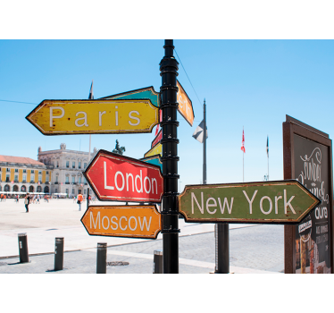 Tapisserie autres villes et de pays panneau directionnel - TenStickers