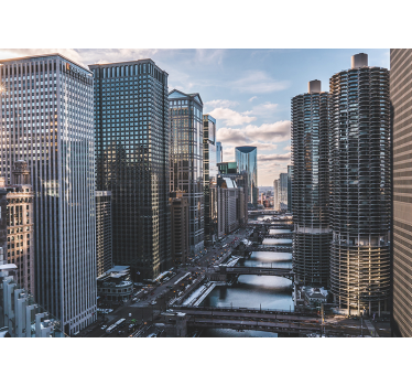 Tapisserie villes et pays vue de la skyline de chicago - TenStickers