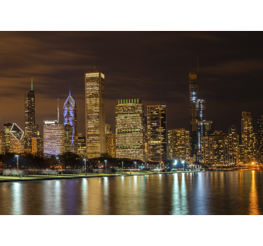Tapisserie berlin nuit de la skyline de chicago - TenStickers