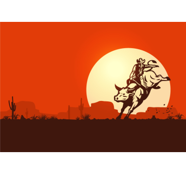 Tapisserie chambre enfant cowboy chevauchant un taureau - TenStickers