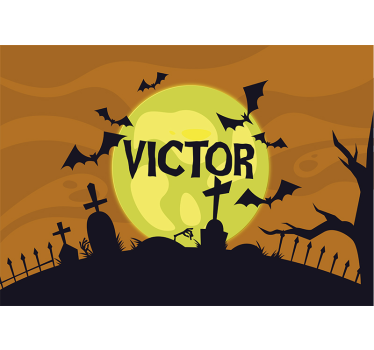 Tapisserie halloween scène de cimetière effrayante - TenStickers