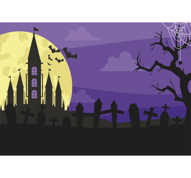 Tapisserie halloween château hanté - TenStickers