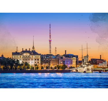 Tapisserie villes et pays coucher de soleil skyline - TenStickers