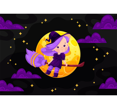 Tapisserie chambre ado balai de sorcière mignon - TenStickers