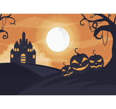 Tapisserie halloween nuit de château hanté - TenStickers