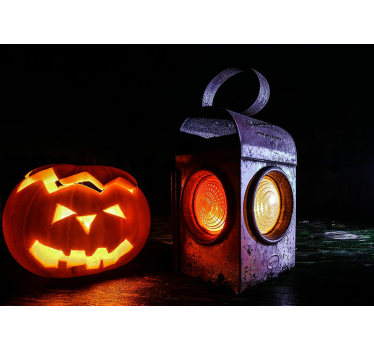 Tapisserie halloween citrouille lumineuse - TenStickers