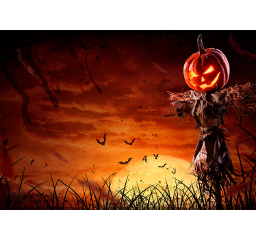 Tapisserie halloween exposition de citrouilles effrayantes - TenStickers