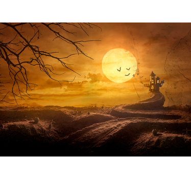 Tapisserie halloween nuit hantée au clair de lune - TenStickers