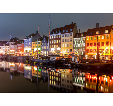 Tapisserie villes et pays maisons colorées au bord du canal - TenStickers