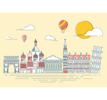 Tapisserie villes et pays skyline des monuments célèbres - TenStickers