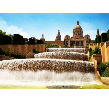 Tapisserie villes et pays fontaine à barcelone - TenStickers