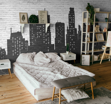 Papier peint mural ligne d'horizon sur mur en briques - TenStickers