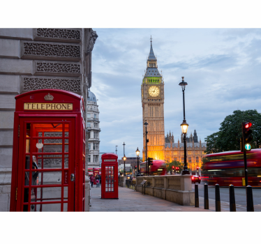 Papier peint paysage Londres cabine téléphonique - TenStickers