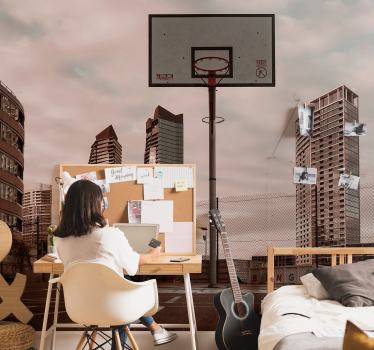 Tapisserie chambre ado terrain de basket - TenStickers