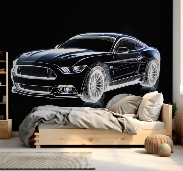 Tapisserie murale chambre ado voiture holographique - TenStickers