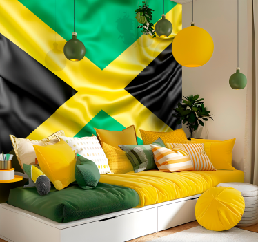 Tapisserie murale villes et de pays drapeau jamaïcain - TenStickers