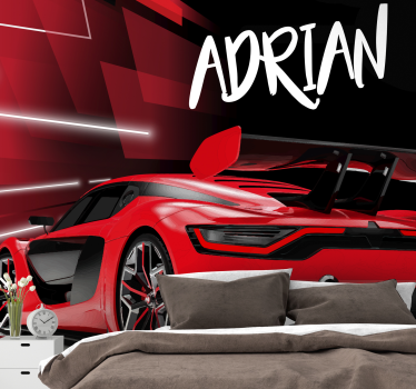 Papier peint mural voiture Voiture de sport rouge - TenStickers