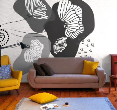 Papier peint panoramique fleurs minimalistes - TenStickers