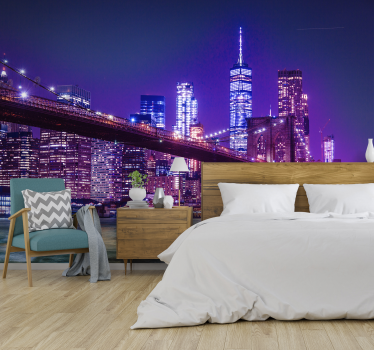 Peinture murale de nuit de new york - TenStickers