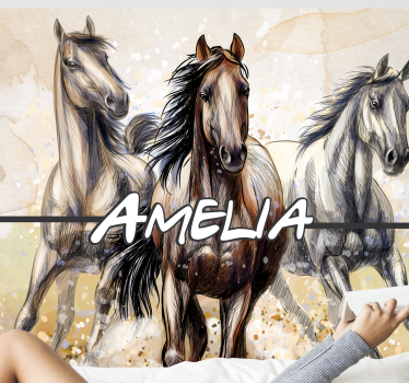 Photo murale d'animaux Trois chevaux illustrés - TenStickers