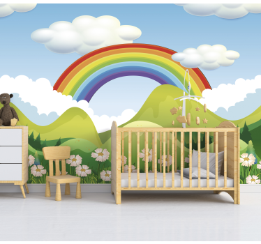 Tapisserie arc-en-ciel au-dessus des montagnes - TenStickers