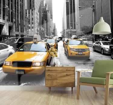Tapisserie murale taxis de New York - TenStickers