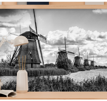 Tapisserie amsterdam moulins à vent hollandais emblématiques - TenStickers