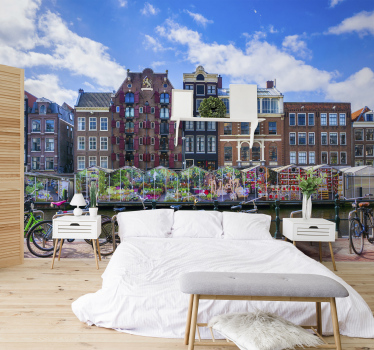 Tapisserie amsterdam scène de canal d'amsterdam - TenStickers