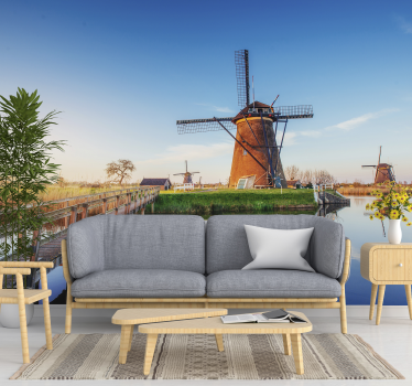 Tapisserie amsterdam scène de paysage de moulin à vent - TenStickers