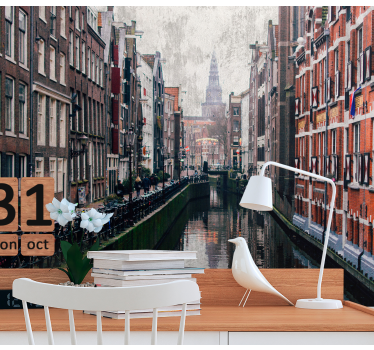Tapisserie amsterdam vue sur les canaux - TenStickers
