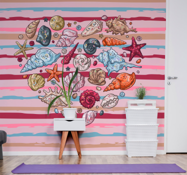 Tapisserie chambre enfant coquillages vie marine - TenStickers