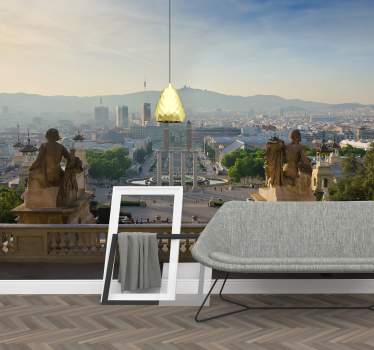 Tapisserie barcelone vue panoramique de barcelone - TenStickers