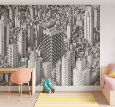 Tapisserie chambre ado aperçu en noir et blanc - TenStickers