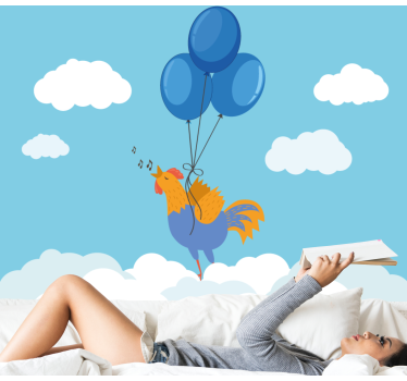 Tapisserie chambre enfant ballons coq chanteur - TenStickers