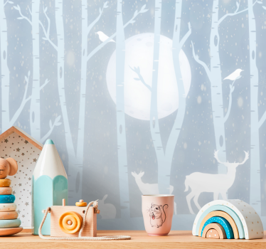 Tapisserie chambre enfant cerf et lune - TenStickers