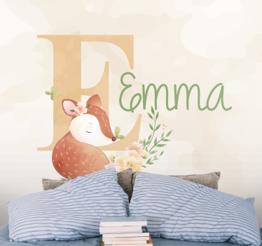 Tapisserie chambre enfant design personnalisé renard - TenStickers