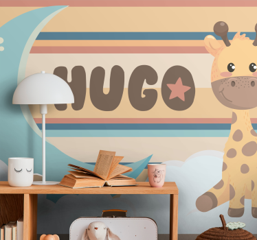 Tapisserie chambre enfant illustration adorable girafe - TenStickers