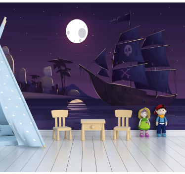 Tapisserie chambre enfant images d'aventure de pirate - TenStickers