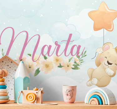 Tapisserie chambre enfant lion mignon avec ballon - TenStickers