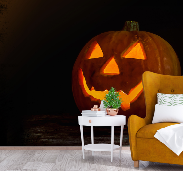 Tapisserie halloween citrouille sculptée qui brille - TenStickers