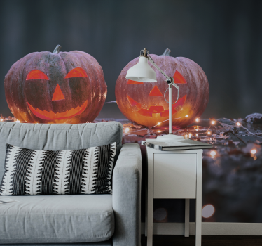 Tapisserie halloween éclat de citrouille gravé - TenStickers