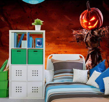 Tapisserie halloween exposition de citrouilles effrayantes - TenStickers