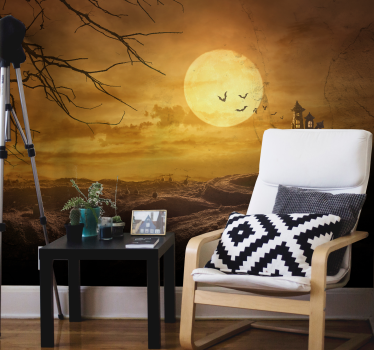 Tapisserie halloween nuit hantée au clair de lune - TenStickers