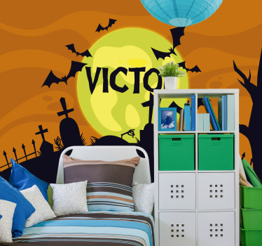 Tapisserie halloween scène de cimetière effrayante - TenStickers
