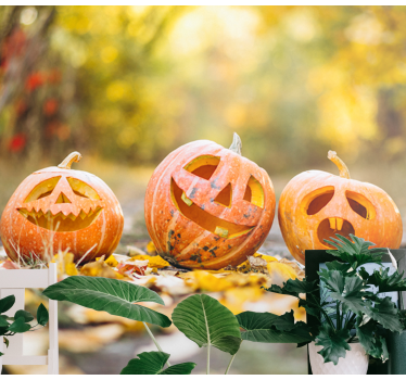 Tapisserie halloween visages de citrouille sculptés - TenStickers