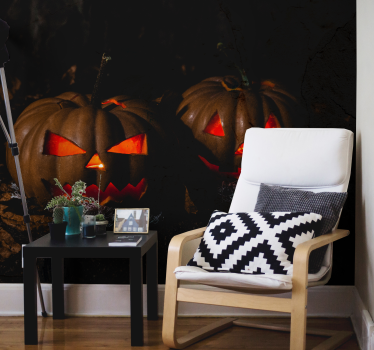 Tapisserie halloween visages de citrouilles lumineux - TenStickers