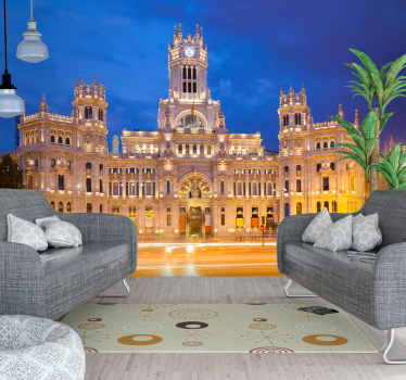 Tapisserie madrid paysage urbain illuminé - TenStickers
